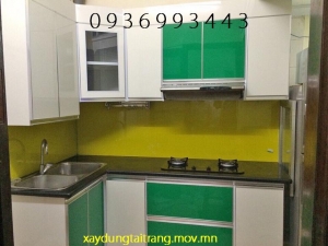 thi công tủ bếp nhôm cánh Acrylic đẹp