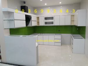 thi công tủ bếp nhôm cánh Acrylic đẹp