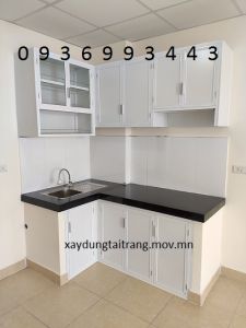 tủ bếp nhôm sơn tĩnh điện