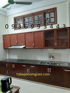 tủ bếp nhôm vân gỗ
