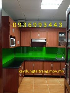 thi công tủ bếp nhôm kính