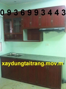 tủ bếp nhôm vân gỗ