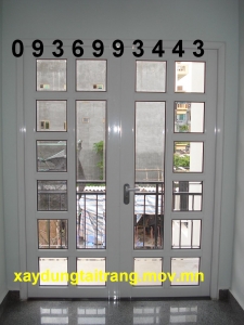 cửa đi nhôm kính nhôm sơn tĩnh điện 2 cánh