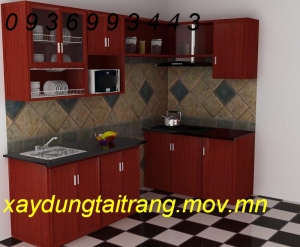 thiết kế tủ bếp khung nhôm sơn tĩnh điện